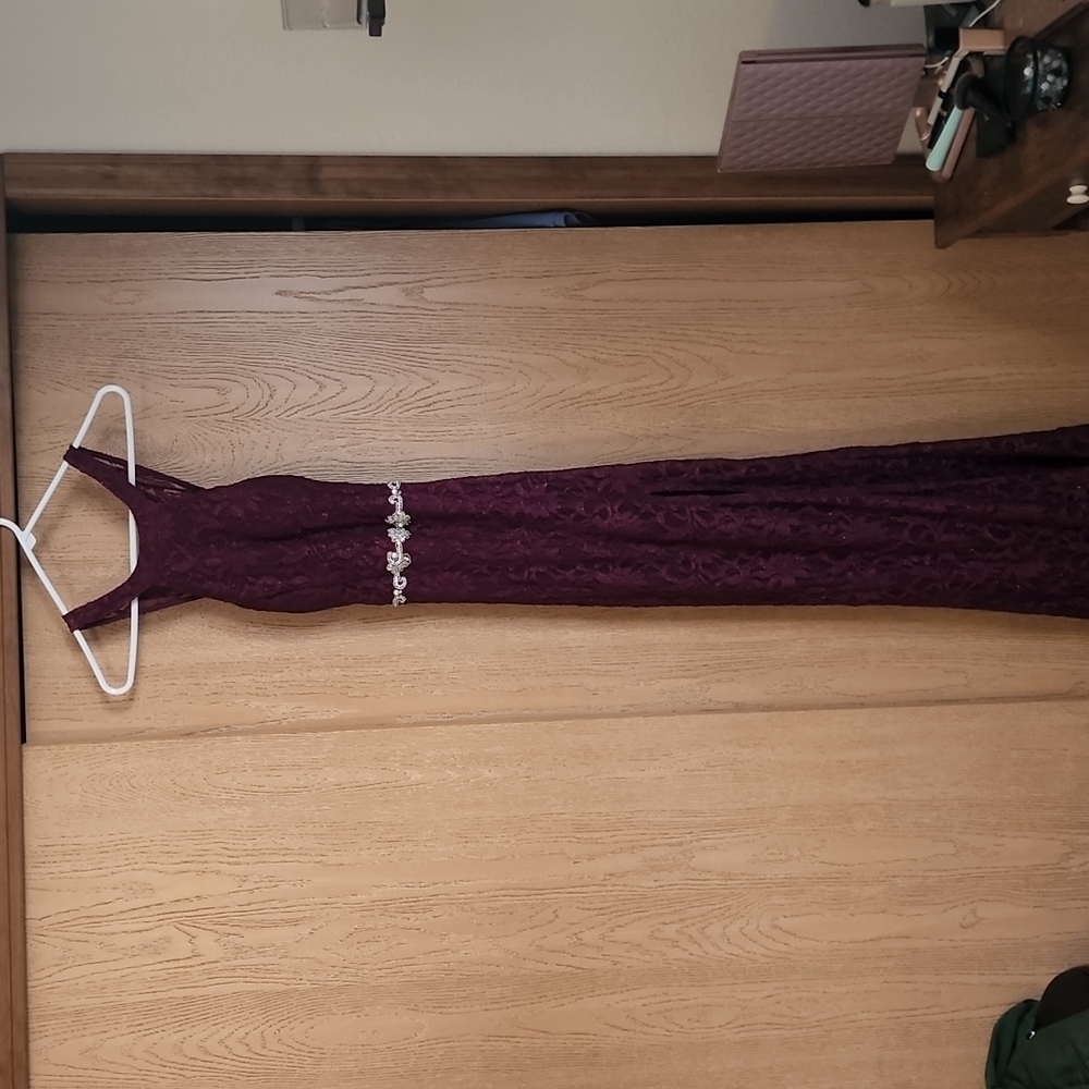 Dark purple/ maroon lace prom dress. Size XS